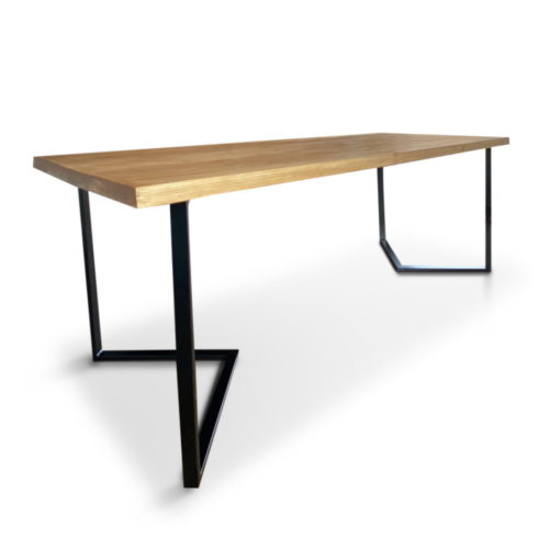 Pine Dining Table with metal V legs