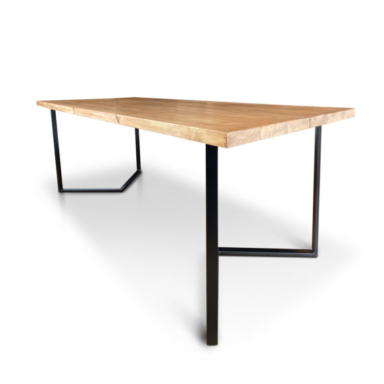 Pine Dining Table with metal V legs b