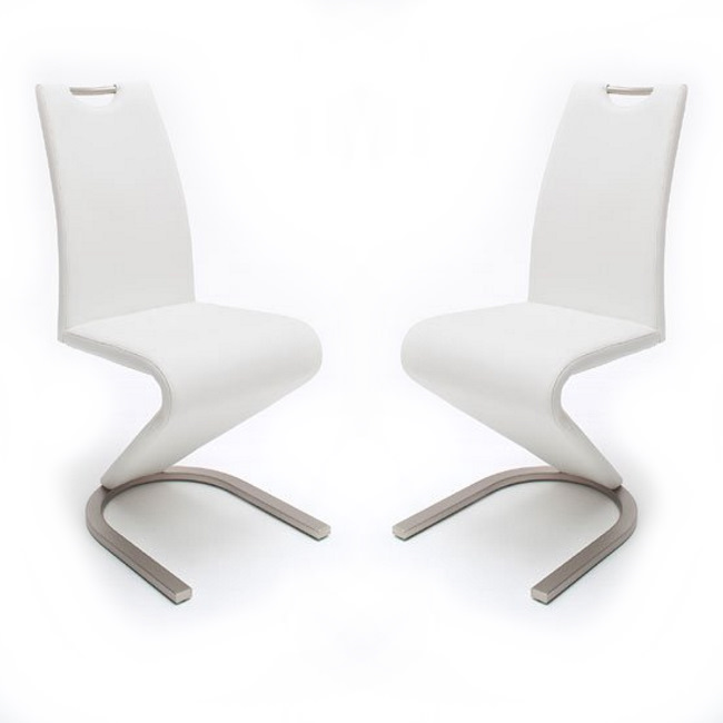White Leather modern dining chairs